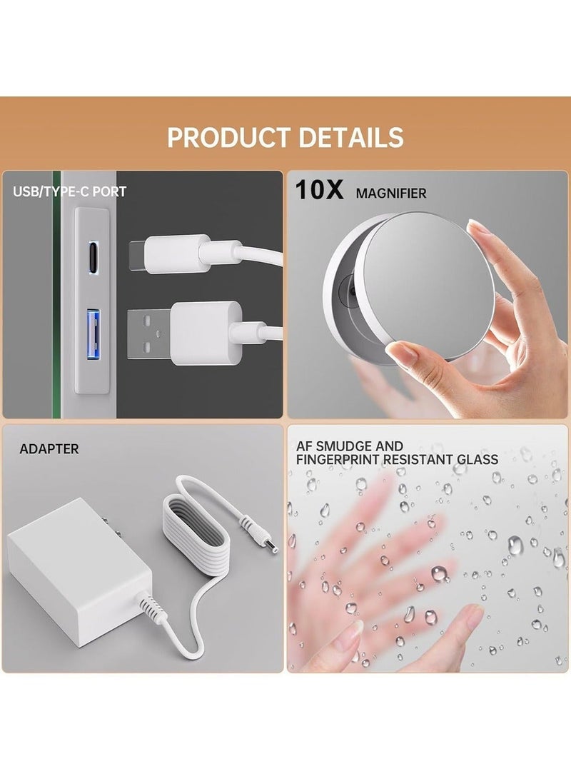 DANIM Vanity Mirror Hollywood Makeup Mirror With 15 LED Lights USB & Type C Charging Ports Lighted Dimmable 10X Magnification 3 Colors Mode Touch Control - Image 5